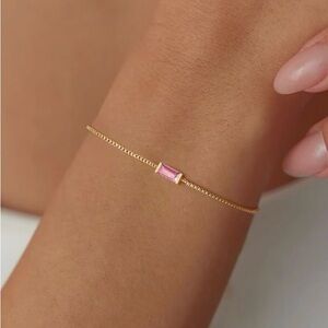 Elegant Gold Plated Bracelet with Pink Gemstone